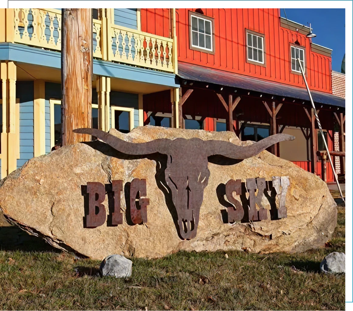 Big Sky sign with bull skull